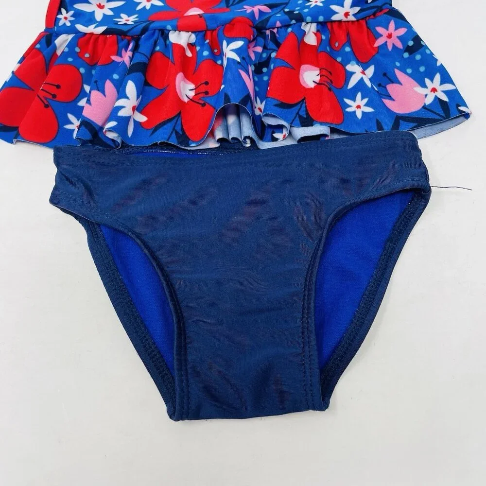Cat & Jack Baby Girls 12 Months 2 Piece‎ Floral Print Swimsuit with Ruffle 592